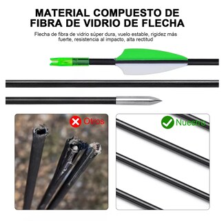 Foto 4 | Foto 4 | Flechas Para Arco Compuesto Recurvo Fibra De Vidrio 6 Mm 12 Pzs Negro Verde