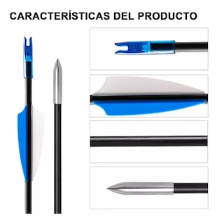 Foto 2 | Foto 2 | 12 Flechas Para Arco Compuesto Recurvo Fibra De Vidrio 6 Mm Negro/azul