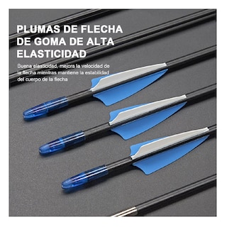 Foto 3 | Foto 3 | 12 Flechas Para Arco Compuesto Recurvo Fibra De Vidrio 6 Mm Negro/azul
