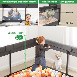 Foto 3 | Foto 3 | Baby Playpen Fodoss Con Tapete Para Bebés Y Niños Pequeños, Color Gris Oscuro - Venta Internacional.