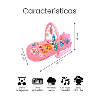 Foto 2 | Foto 2 | Gimnasio Piano Musical Tapete De Juegos Para Bebés Pataditas Lab.g Rosa/reno