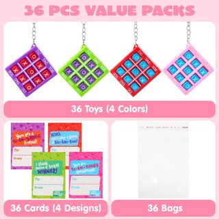 Foto 3 | Foto 3 | Llaveros Joyin Con Forma De Tres En Raya, 36 Unidades, Para Niños Y Niñas, Con Tarjetas - Venta Internacional.