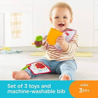 Foto 2 | Foto 2 | Set De Juguetes Fisher-price Cutest Chef Con Babero Y Mordedor Para Más De 3 Meses - Venta Internacional.