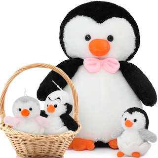 Foto 1 | Foto 1 | Pingüino de Peluche Morismos con 3 Bebés en el Interior de 42 Cm - Venta Internacional