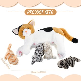 Foto 2 | Foto 2 | Gato De Peluche Con Gatitos De Peluche Skylety De 40 Cm Y 12 Cm - Venta Internacional.