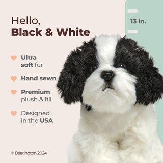 Foto 2 | Foto 2 | Perro De Peluche Bearington, Blanco Y Negro, 33 Cm - Venta Internacional.