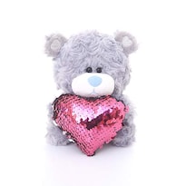 Oso De Peluche Plushland Qbeba De 15 Cm Con Corazón De Lentejuelas - Venta Internacional.