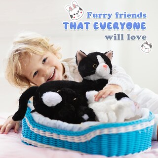 Foto 6 | Foto 6 | Peluche Skylety, Gato Cariñoso Con 4 Gatitos De Peluche De 40 Cm - Venta Internacional.