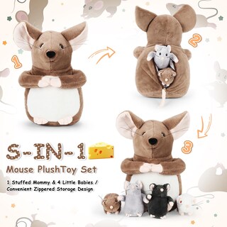 Foto 3 | Foto 3 | Juego De Juguetes De Peluche Genérico Para Momia Rata Grande De 14 Pulgadas Con 4 Ratones Bebés - Venta Internacional.