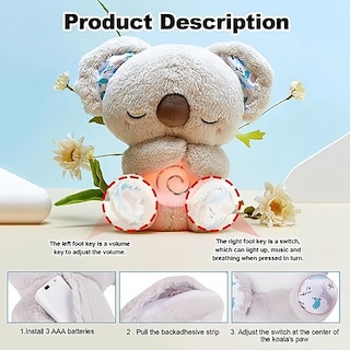 Foto 5 | Foto 5 | Juguete De Peluche Para Aliviar La Respiración De Un Koala Con Luces Musicales, 30 Cm - Venta Internacional.