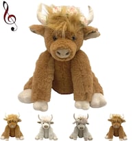 Peluche Theorbi Highland Cow Con Música De 25 Cm Para Niños - Venta Internacional.