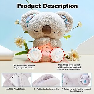 Foto 6 | Foto 6 | Juguete De Peluche Para Aliviar La Respiración De Un Koala Con Luces Musicales, 30 Cm - Venta Internacional.
