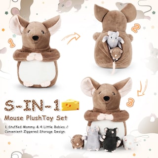 Foto 3 | Foto 3 | Juego De Juguetes De Peluche Genérico Para Momia Rata Grande De 14 Pulgadas Con 4 Ratones Bebés - Venta Internacional.