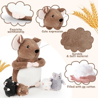 Foto 4 | Foto 4 | Juego De Juguetes De Peluche Genérico Para Momia Rata Grande De 14 Pulgadas Con 4 Ratones Bebés - Venta Internacional.