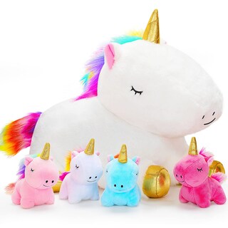 Foto 1 | Foto 1 | Mamá Unicornio De Peluche Con 4 Unicornios Bebés Para Niñas Mayores De 3 Años - Venta Internacional.