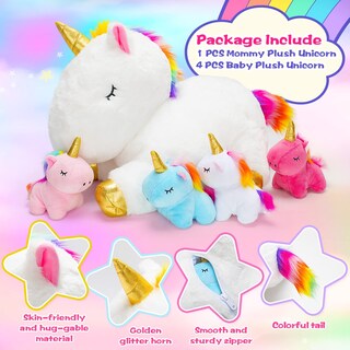 Foto 3 | Foto 3 | Mamá Unicornio De Peluche Con 4 Unicornios Bebés Para Niñas Mayores De 3 Años - Venta Internacional.