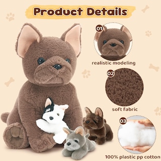 Foto 3 | Foto 3 | Animal De Peluche Tezituor French Dog Con 3 Bebés De 45 Cm - Venta Internacional.