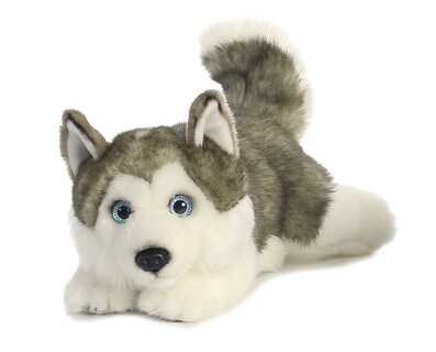 Foto 1 | Foto 1 | Peluche Aurora Realistic Miyoni Yaciendo Husky 28 Cm - Venta Internacional.