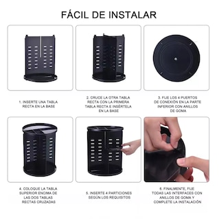 Foto 3 | Foto 3 | Organizador de Maquillaje Acrilico Almacenamiento Rotación 360° Negro