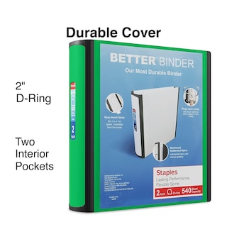 Foto 2 | Foto 2 | Anillas En D De 2 Pulgadas De Binder Staples Better, Color Verde - Venta Internacional.