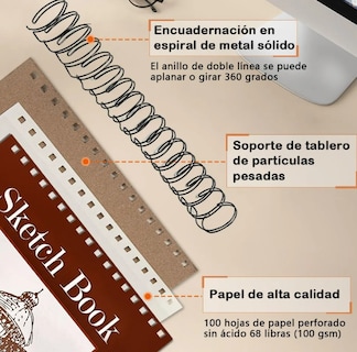 Foto 3 | Foto 3 | Xtellar Cuaderno De Arte Premium Con 200 Páginas – Sketchbook Óptimo Para Boceto Y Dibujo
