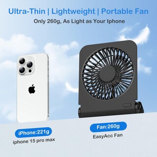 Foto 3 | Foto 3 | Ventilador de Escritorio Easyacc Batería Recargable Pequeña y Potente de 2000 Mah - Venta Internacional