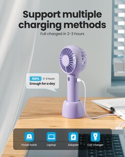 Foto 6 | Foto 6 | Mini Ventilador Portátil Gaiatop Potente y Recargable con 3 Velocidades color Morado - Venta Internacional