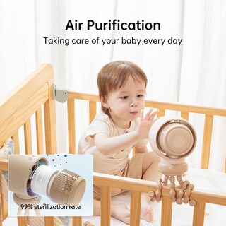Foto 3 | Foto 3 | Ventilador Para Cochecito Jisulife Con Turbina Sin Aspas Y Purificador De Aire, Color Marrón - Venta Internacional.