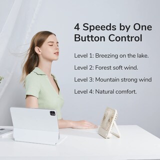 Foto 5 | Foto 5 | Ventilador De Escritorio Jisulife Fa26 Batería Recargable De 4500 Mah 4 Velocidades - Venta Internacional.