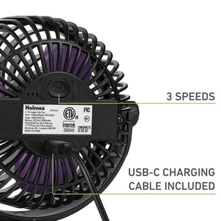 Foto 3 | Foto 3 | Ventilador Personal Holmes On-the-go De 4 Pulgadas Y 3 Velocidades Recargable - Venta Internacional.