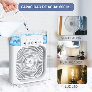 Foto 4 | Foto 4 | Ventilador de Aire Acondicionado Portátil con Tanque de Agua Usb con Luz Led
