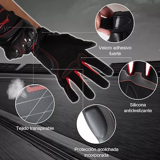 Foto 4 | Foto 4 | Guantes Para Ciclismo Microfibra Cuero Y Fibra De Carbono Unitalla Eo Safe Imports Esi-13806-1 Rojo