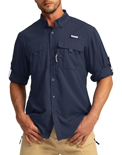 Foto 1 | Foto 1 | Camisa De Pesca Pudolla Sun Protection Upf50+ Para Hombre, Azul Marino, Xxl - Venta Internacional.