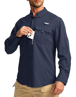 Foto 2 | Foto 2 | Camisa De Pesca Pudolla Sun Protection Upf50+ Para Hombre, Azul Marino, Xxl - Venta Internacional.