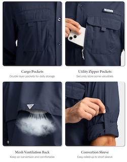 Foto 5 | Foto 5 | Camisa De Pesca Pudolla Sun Protection Upf50+ Para Hombre, Azul Marino, Xxl - Venta Internacional.