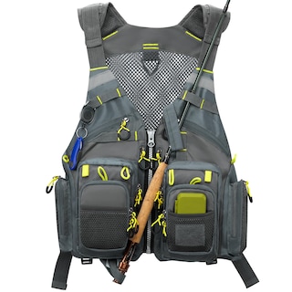 Foto 1 | Foto 1 | Chaleco De Pesca Gonex, Chaleco De Pesca Con Mosca Para Hombre Y Mujer, Gris Y Amarillo - Venta Internacional.