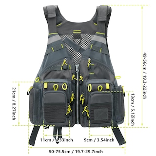 Foto 2 | Foto 2 | Chaleco De Pesca Gonex, Chaleco De Pesca Con Mosca Para Hombre Y Mujer, Gris Y Amarillo - Venta Internacional.