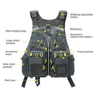 Foto 3 | Foto 3 | Chaleco De Pesca Gonex, Chaleco De Pesca Con Mosca Para Hombre Y Mujer, Gris Y Amarillo - Venta Internacional.