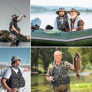 Foto 6 | Foto 6 | Chaleco De Pesca Gonex, Chaleco De Pesca Con Mosca Para Hombre Y Mujer, Gris Y Amarillo - Venta Internacional.