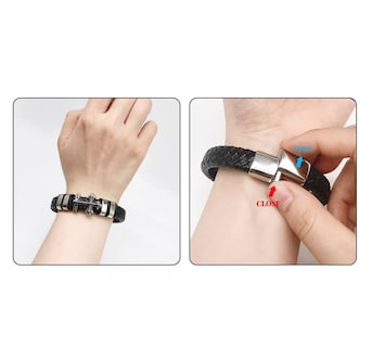 Foto 5 | Foto 5 | 5 Piezas Pulsera Para Hombre Lab.g De Cuero Con Hebilla Magnética Negro