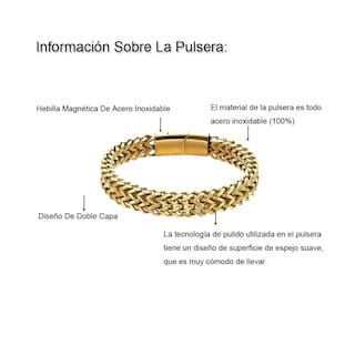Foto 2 | Foto 2 | Esclava Belug Oro Dos 21 Cm Filas De Acero Magnética Hebilla Para Hombre