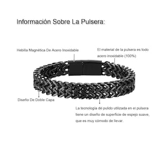 Foto 2 | Foto 2 | Esclava Belug Negro 21 Cm Para Hombre Dos Filas Acero Hebilla Magnética