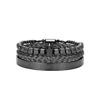 Foto 1 | Foto 1 | Set 3 Pulseras De Corona Acero Lujo Romano Brazalete Inox
