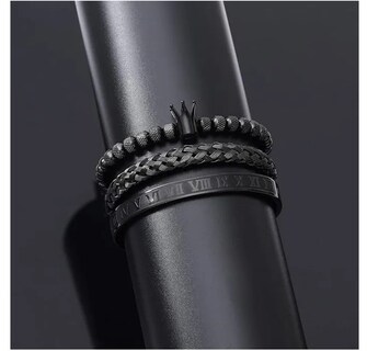Foto 4 | Foto 4 | Set 3 Pulseras De Corona Acero Lujo Romano Brazalete Inox