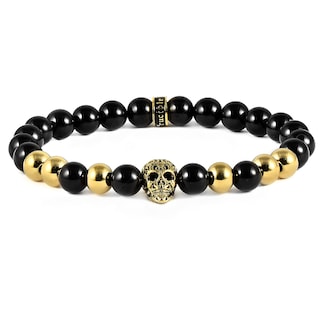 Foto 1 | Foto 1 | Brazalete Crisol De Acero Inoxidable Chapado En Oro Con Piedra Ónice - Venta Internacional.