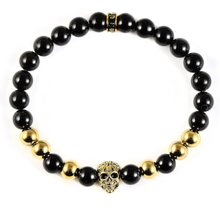 Foto 2 | Foto 2 | Brazalete Crisol De Acero Inoxidable Chapado En Oro Con Piedra Ónice - Venta Internacional.