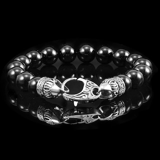 Foto 4 | Foto 4 | Pulsera Con Cuentas Y Cierre De Acero Envejecido Con Piedra Ónix Crisol - Venta Internacional.