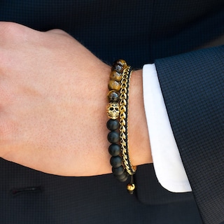 Foto 3 | Foto 3 | Brazalete Crucible Con Cadena Franco De Acero Inoxidable Chapado En Oro - Venta Internacional.