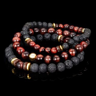 Foto 5 | Foto 5 | Set De Pulseras West Coast Jewelry Con Piedra De Ojo De Tigre Rojo Para Hombre - Venta Internacional.