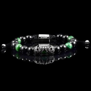 Foto 5 | Foto 5 | Brazalete Crucible Con Doble Calaveras De Acero Inoxidable, Color Verde Ojo De Tigre - Venta Internacional.